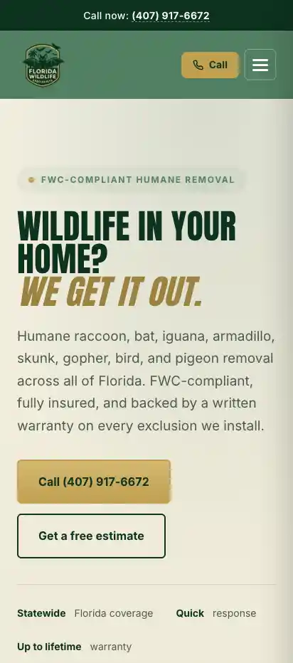 Florida Wildlife Specialists new site, mobile