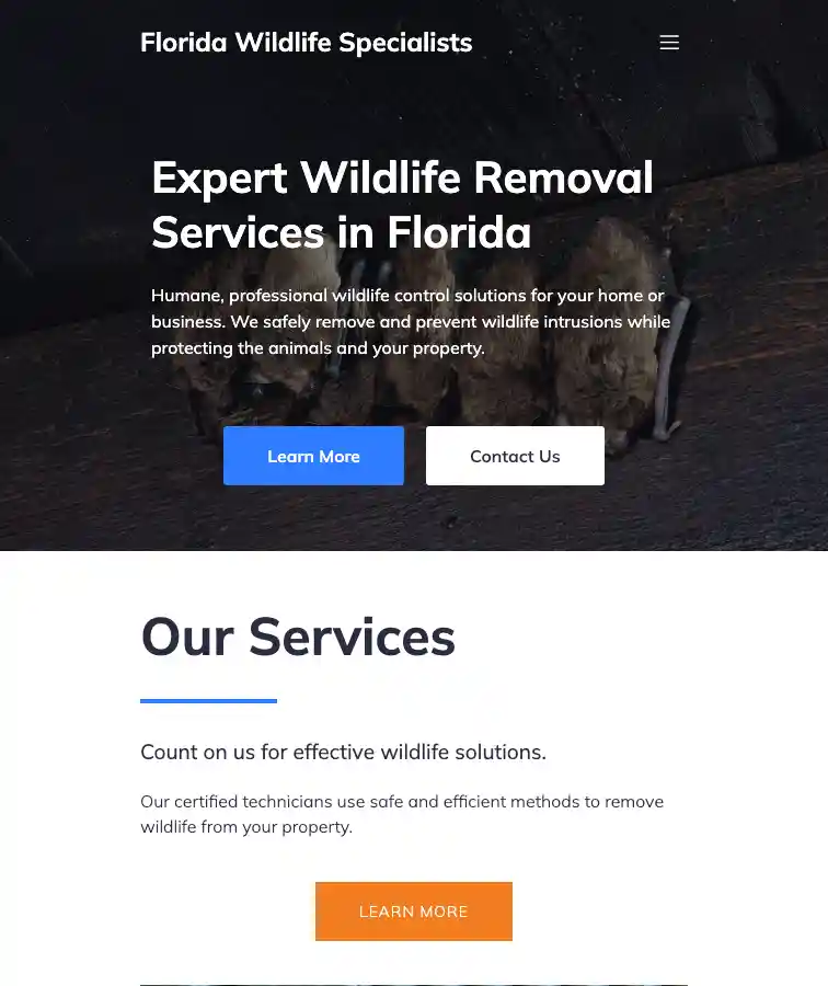 Florida Wildlife Specialists old site, desktop